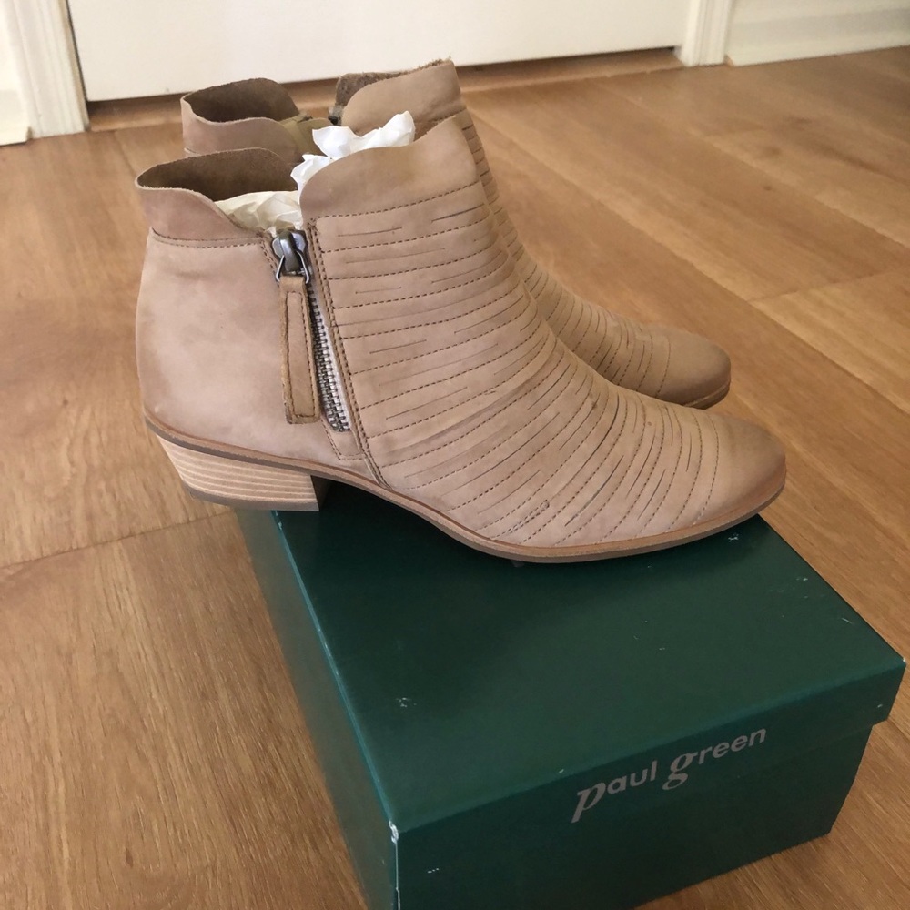 Paul Green Shasta Sliced Nubuck Leather Ankle Boot
